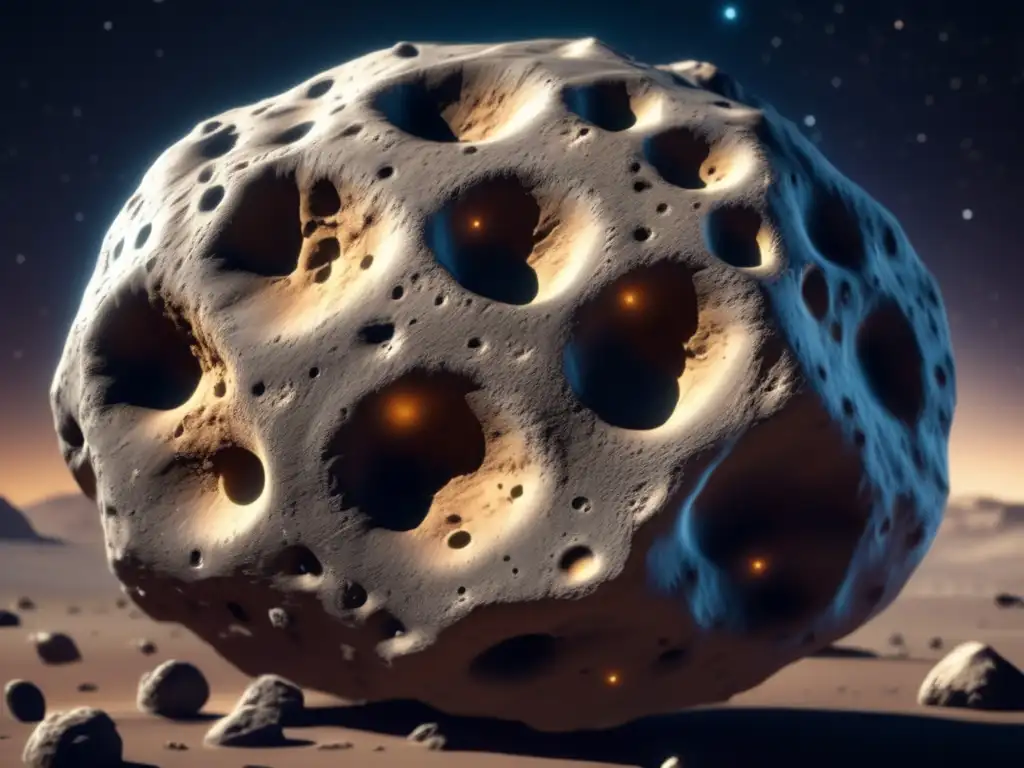 An intricate view of asteroid Euphorbus, captured in stunning high-resolution photorealism