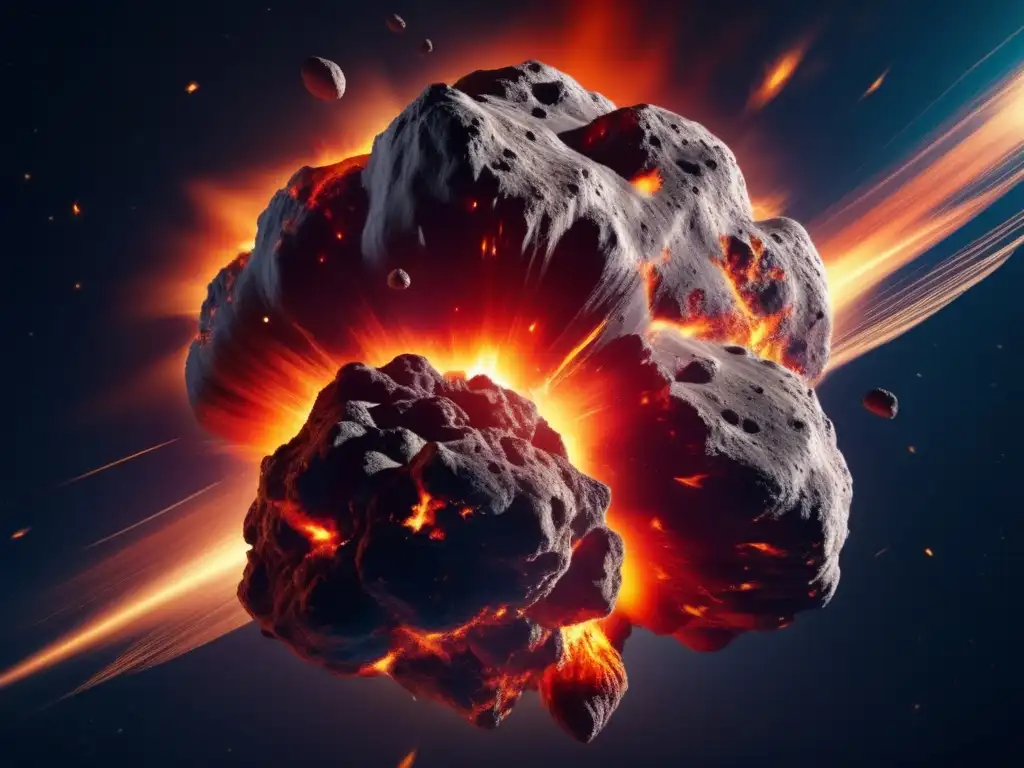 A fiery asteroid collision with Earth, captured in high resolution, shows the destructive velocities, leaving paths of devastation