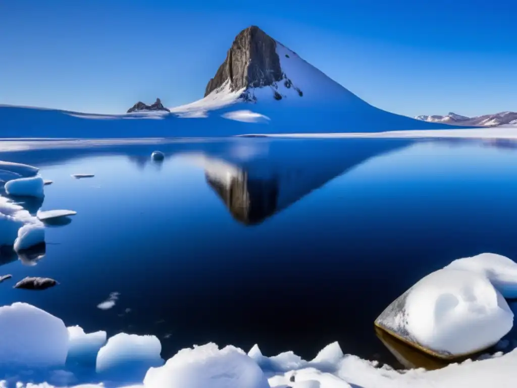 A breathtaking panoramic view of a frozen lake with a clearing sky in the background