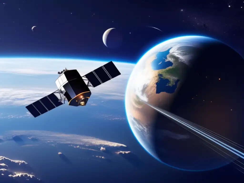 Futuristic satellite defends Earthly planet - High-definition cameras analyze threats