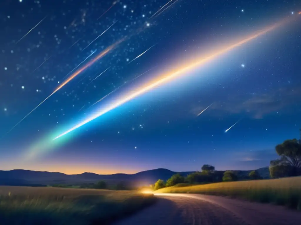 The night sky comes alive with a dazzling display of meteors during the Geminids meteor shower