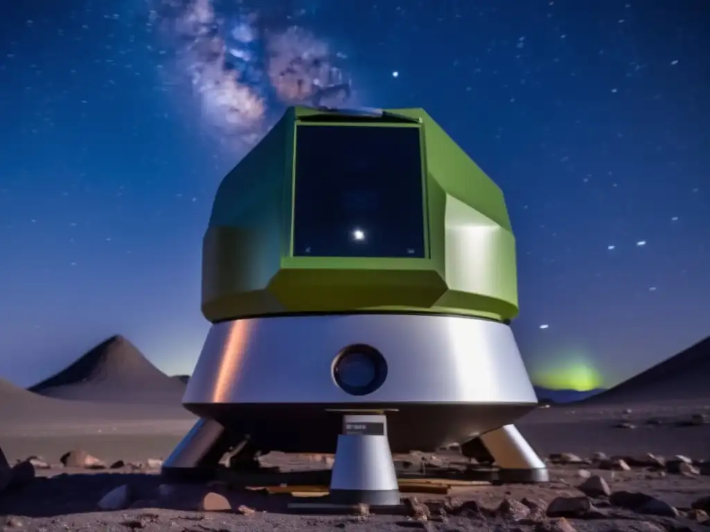 A stunning, close-up view of a GoTo mount, with its precision instrumentation and sleek design, against a dark, starry night sky