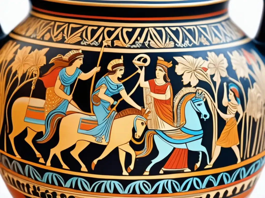 A stunning potteried amphora captures the beauty and complexity of Greek mythology