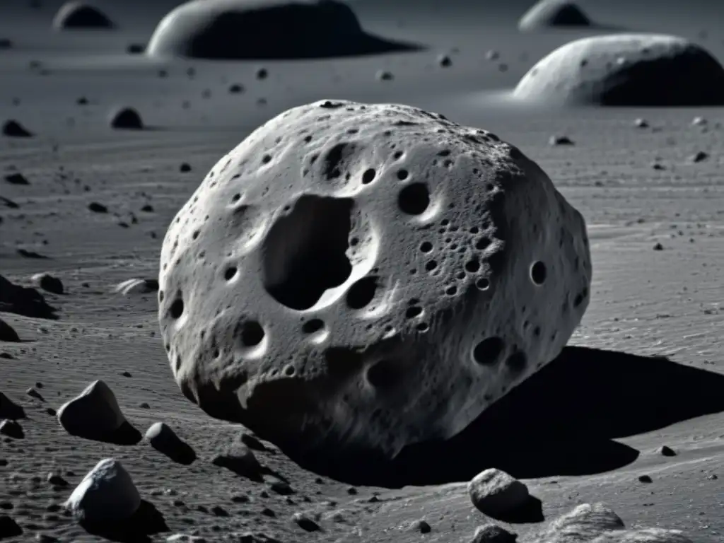 A stunning high-resolution photo of the Hermes asteroid, showcasing its craters and grooves in incredible detail