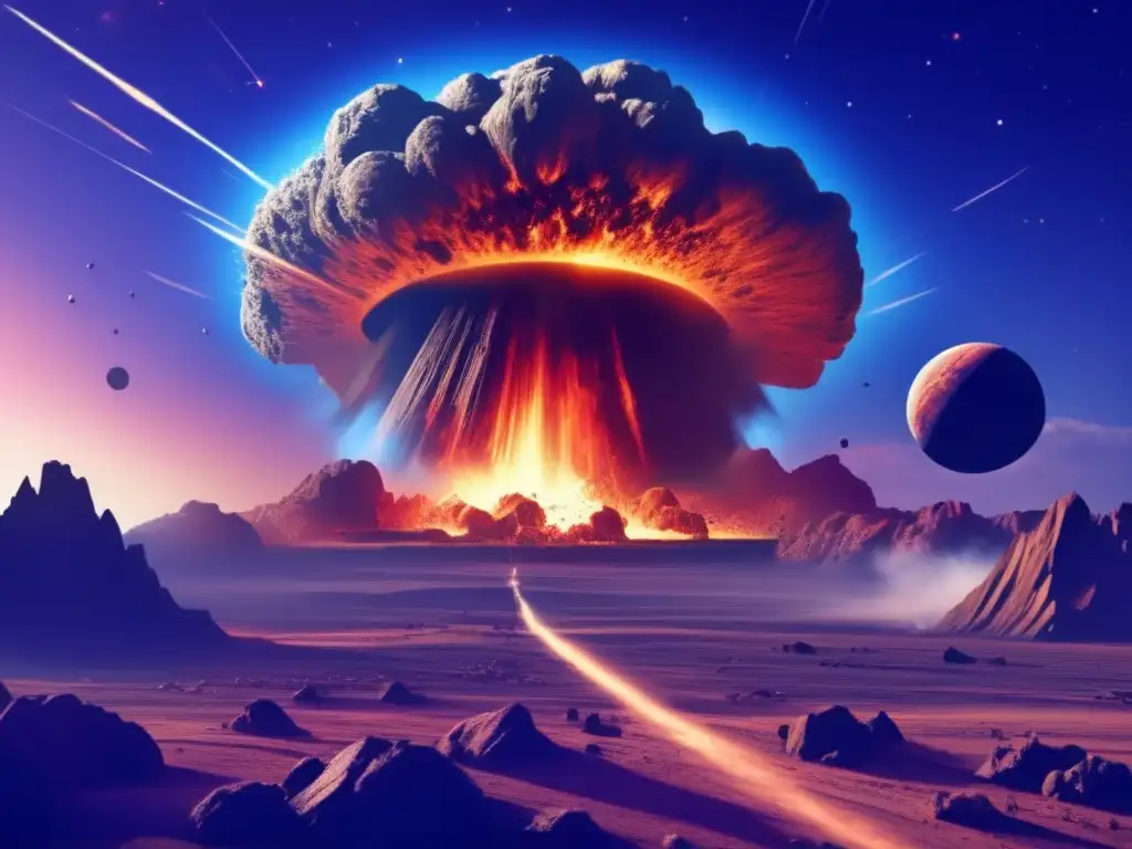 Dash: An asteroid destroys an entire planet - the impact creates a massive explosion and a large crater on the surface