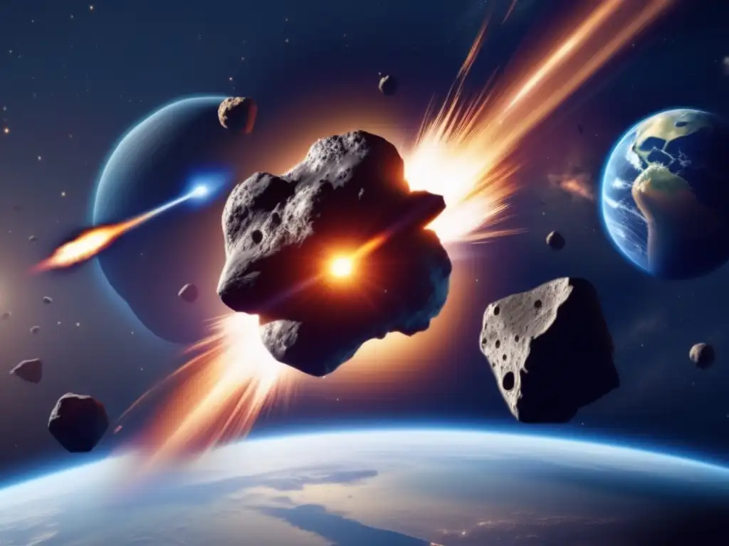 Three asteroids orchestrate a bombardment towards Earth, with one divulging upon impact