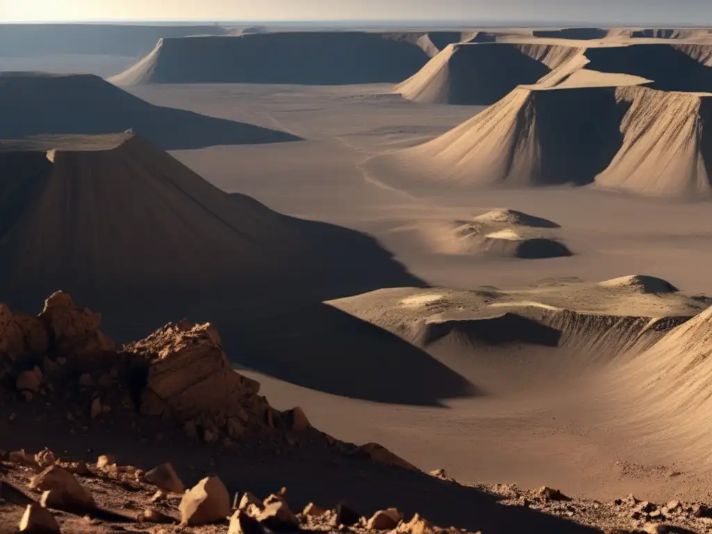 Discover the desolate beauty of a harsh terrain, with jagged rocks and ravines stretching out to the horizon