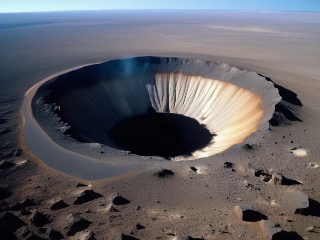 A striking high-resolution photograph captures the devastating impact of a meteorite on Earth