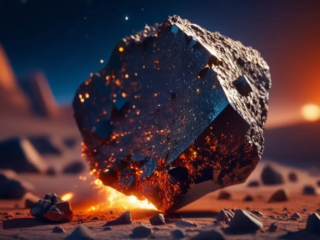 A meteorite's ironrich composition is exposed as jagged edges scatter across the planetary surface in a deafening explosion