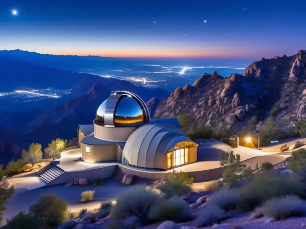 At night, the Mount Lemmon Observatory stands tall and proud, illuminated by the light of the stars and planets visible in the sky