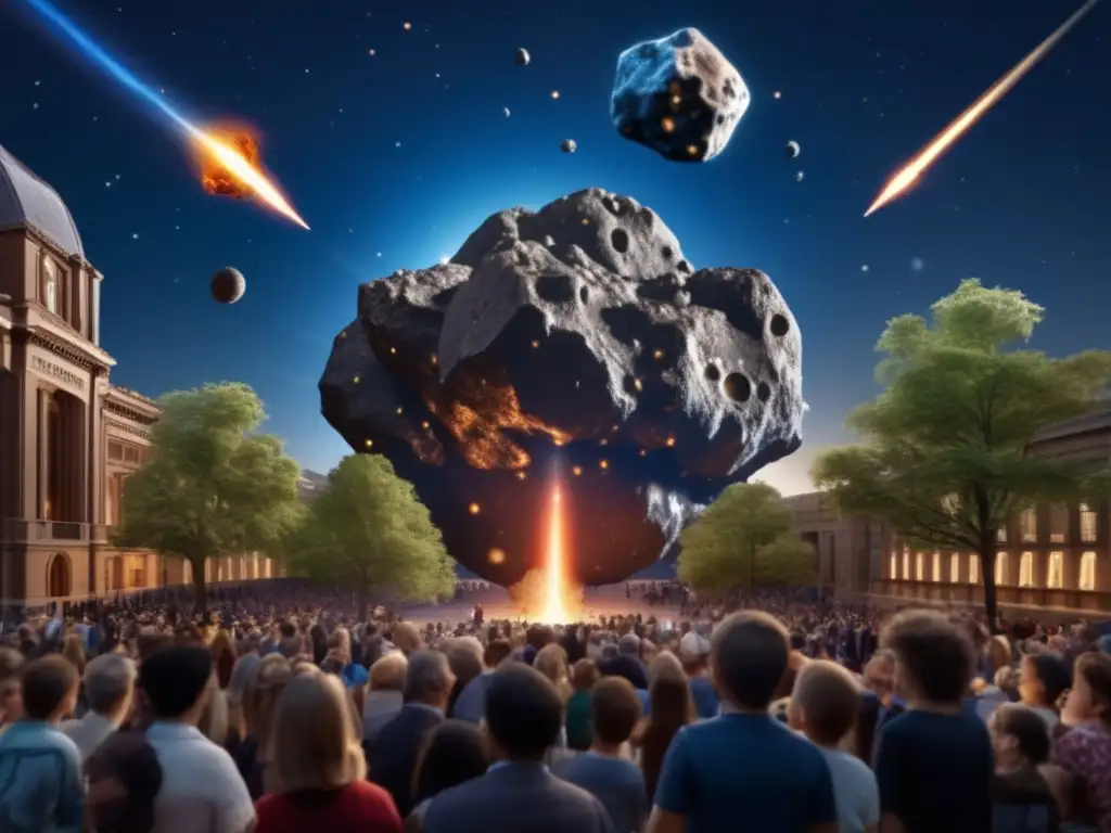 Dash-Meticulous photorealistic image at the Natural History Museum showcases a mesmerizing meteorite and asteroid day event