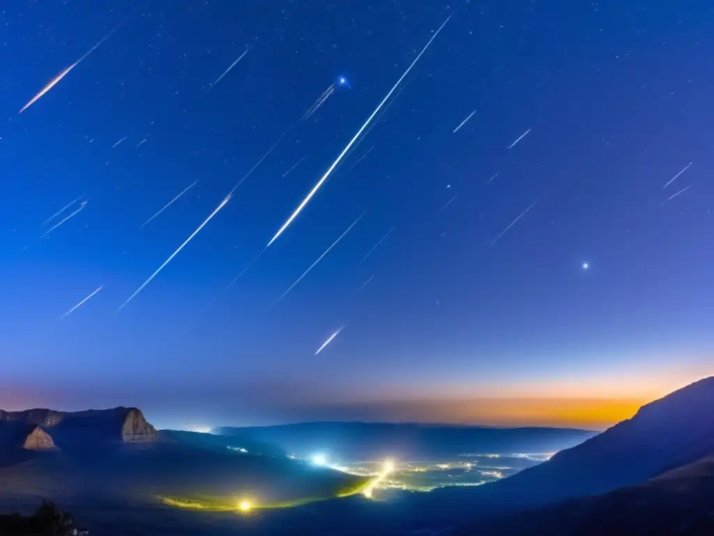 A mesmerizing image of a meteor shower and an asteroid impact on Earth creates a celestial symphony of light and sound in photorealistic detail