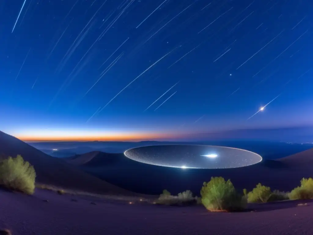 View meteor showers on a clear night sky through a telescope, capturing intricate patterns and colors