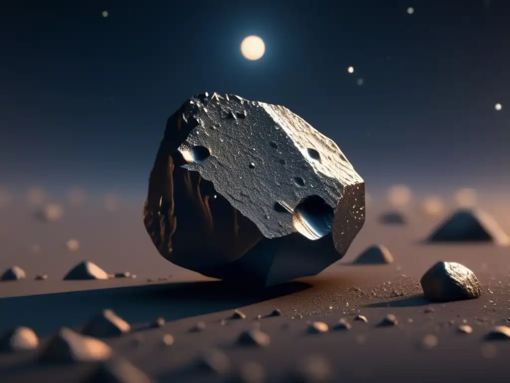 An awe-inspiring image of a Niobium asteroid, captured at close range, showcases its jagged surface and intricate texture mapping