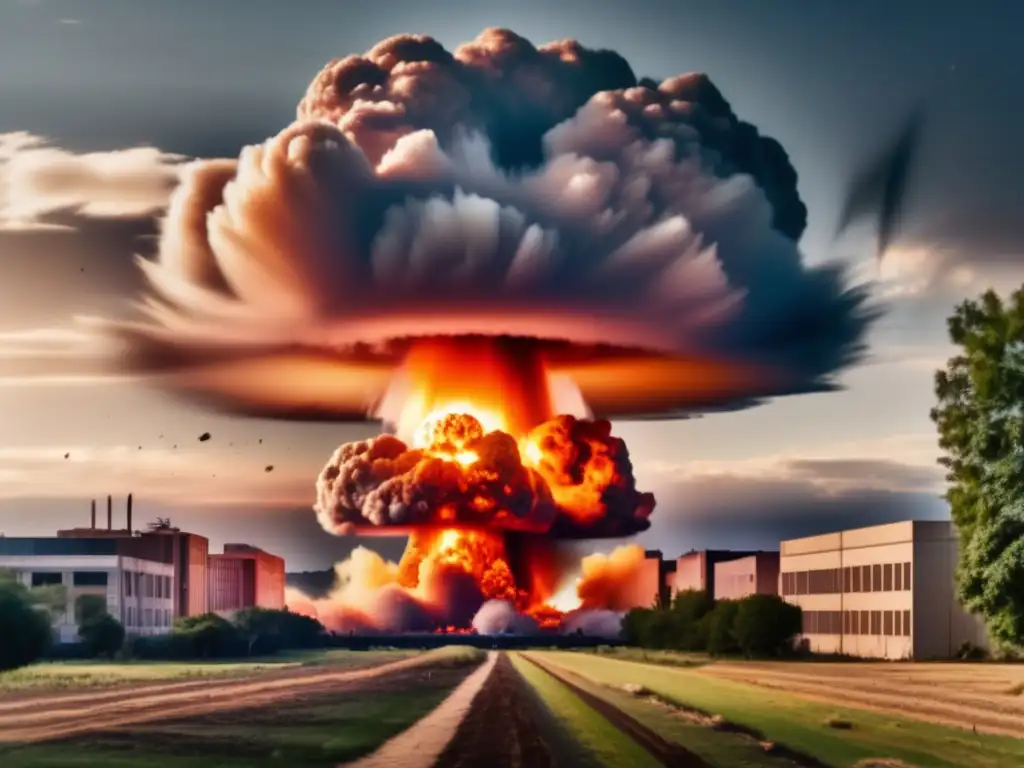 Nuclear explosion captures attention, web spectators see a high-detail photorealistic image with massive destruction in buildings and trees