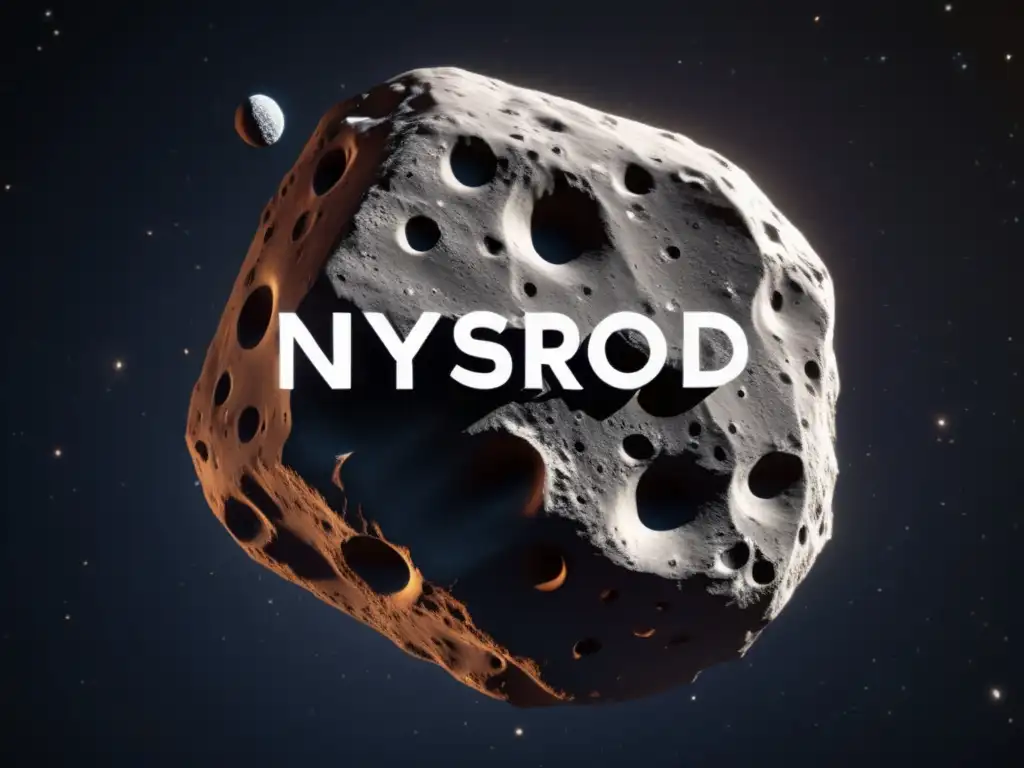 A photorealistic image of asteroid Nysa scrolls by, rotating rapidly and revealing its rugged textured surface, complete with craters and ridges