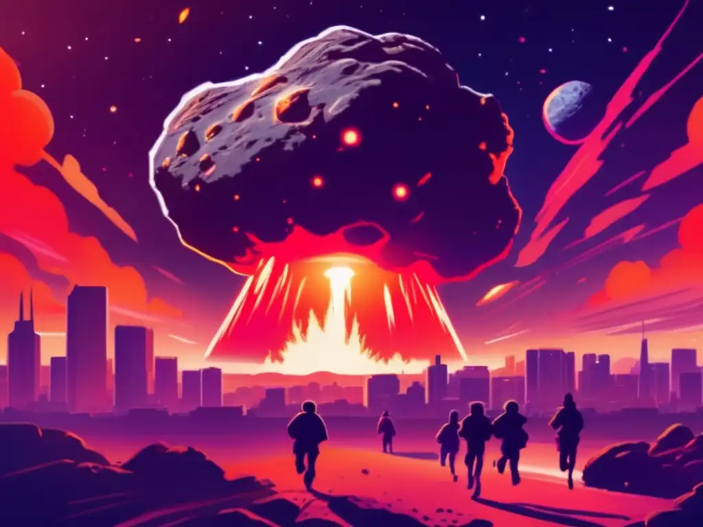 Dash - A colossal asteroid glows with warmth, casting light on a city in turmoil