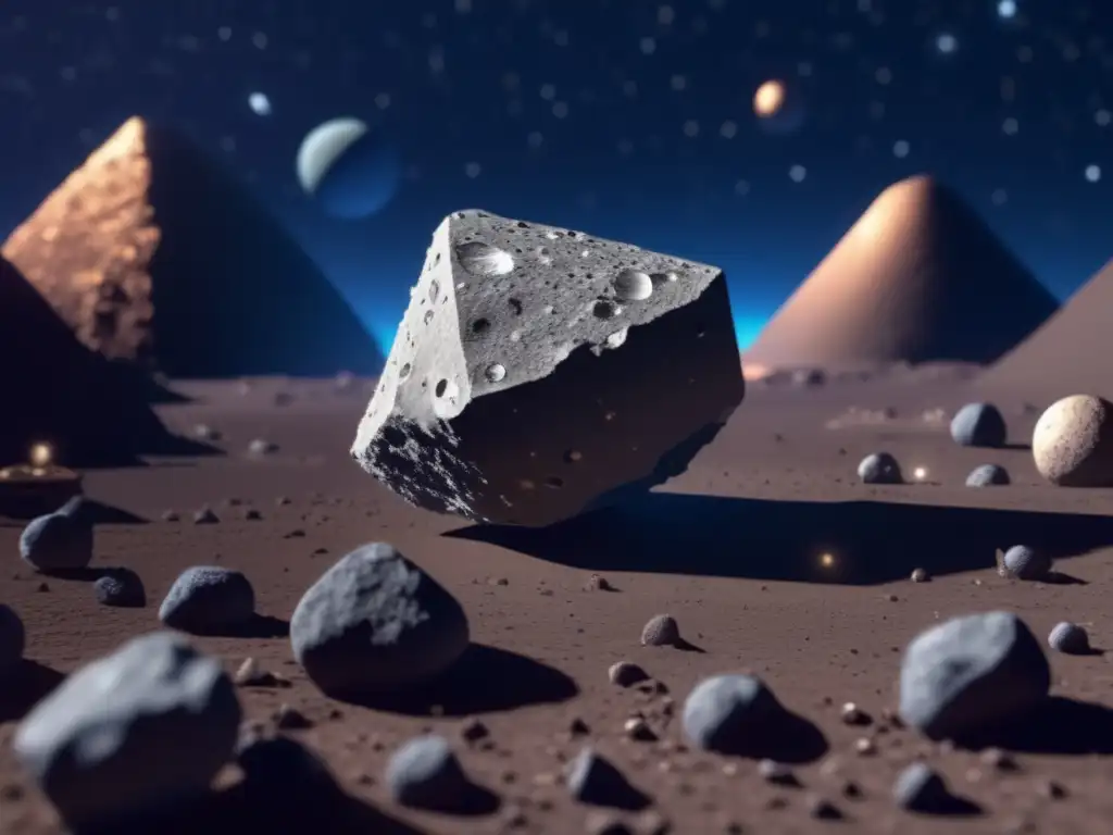 A stunning photorealistic depiction of Ryugu, the asteroid mined by Hayabusa2, floating effortlessly in the deep cosmic blue of space