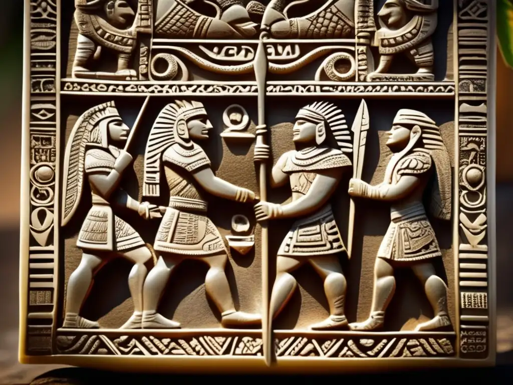 Samoan warrior carvings on polished stone tablet intricately depict heroic legends and tales, showcasing their strength and rich cultural heritage