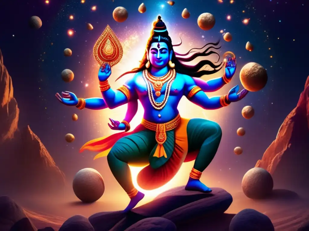 In this breathtaking illustration, Lord Shiva embodies the spiritual essence of celestial dance