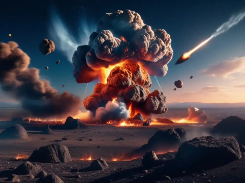 Asteroid Impact on Earth's Atmosphere--
 multiple cameras captured an explosive photorealistic style asteroid impact on Earth's atmosphere