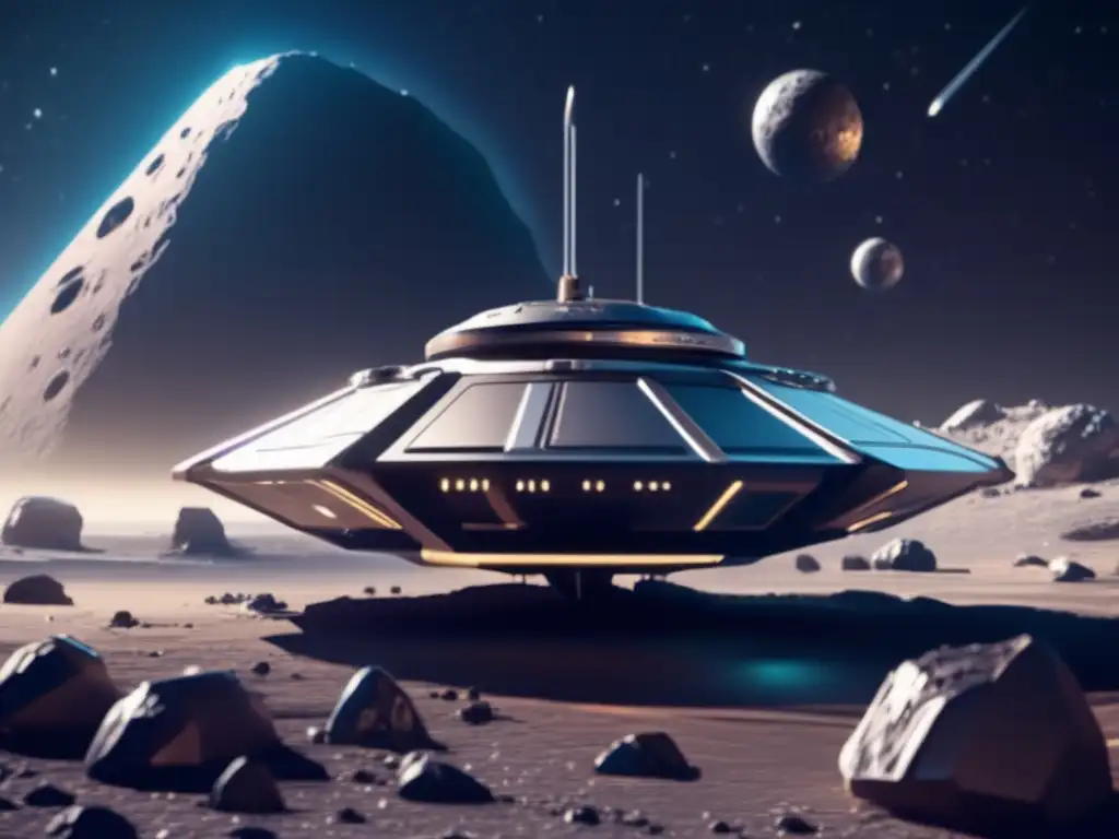 Beyond Our Mine: A Futuristic Spaceship Harvesting Asteroids for Valuable Materials