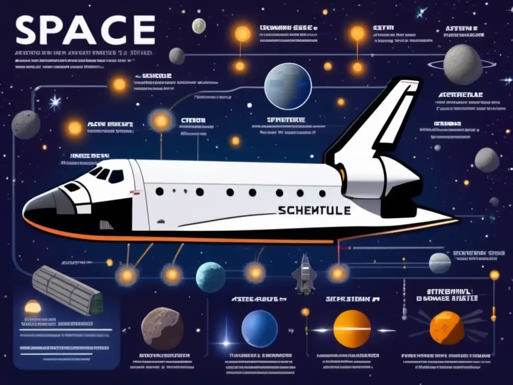The intricate space shuttle schematic showcases multiple components and subsystems with clear labels and zoomable details