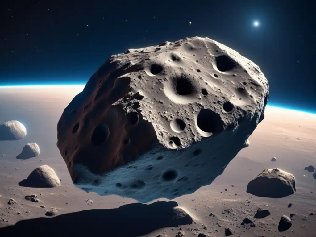 A captivating photorealistic depiction of Telephus, the mysterious asteroid in space