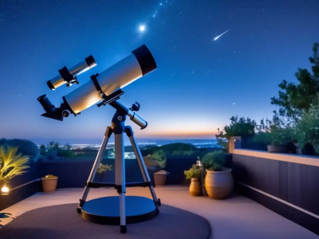 The backyard observatory is equipped with a highly detailed telescope, surveying the clear night sky in search of asteroids and other celestial bodies