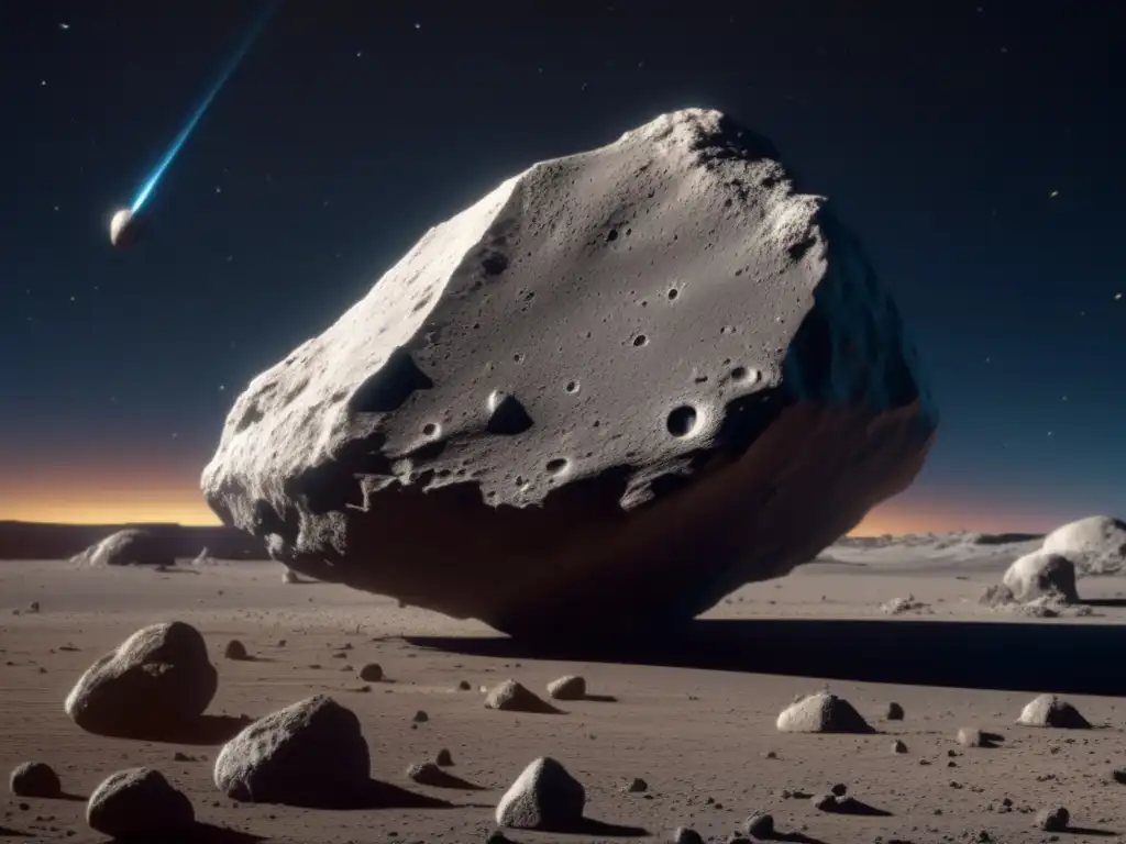 Dash: A full-sized asteroid dominates the photo with its teeth-like composition