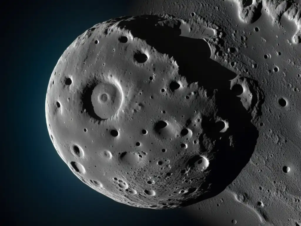 Vesta, the fourth largest moon in our solar system, is captured in high-resolution detail in this photorealistic image